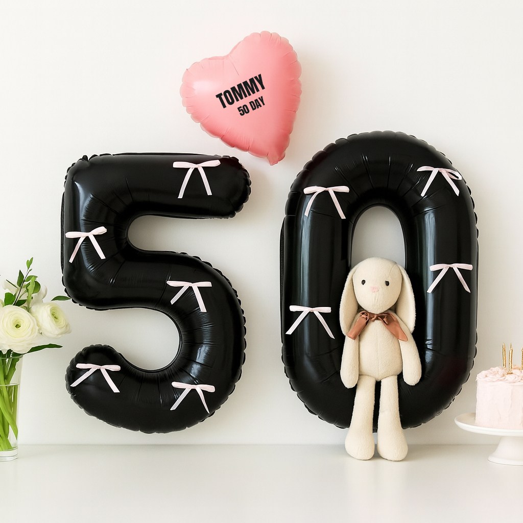 해피제이니 50일 100일 셀프촬영 하트풍선 빅숫자 풍선세트(레터링 시트지3장 포함) 11,500원