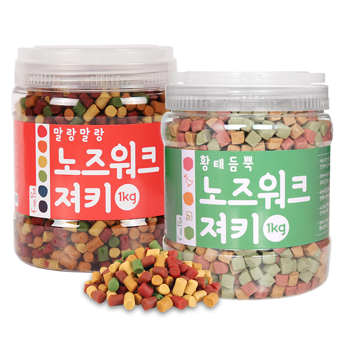 킵펫 말랑말랑 노즈워크 져키 1kg + 황태듬뿍 노즈워크 져키 1kg 대용량 훈련용 칭찬용 국내산 강아지간식, 1세트 23,900원