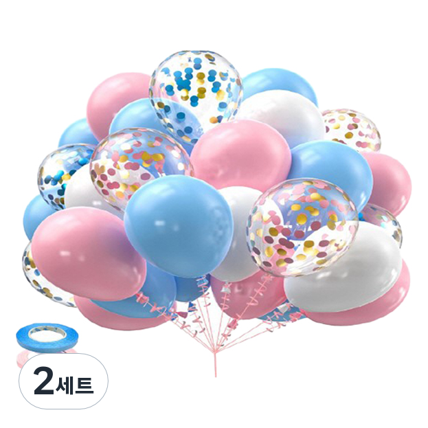 만들하비 컨페티 풍선 30p 세트, 블루핑크(랜덤발송), 2세트 19,800원