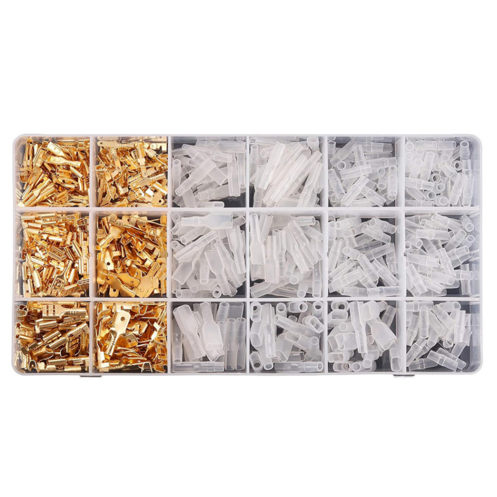 DIY신주압착단자 골드 600pcs 터미널 커넥터 압착 황동 평단자 전선 연결 배선, 1세트 17,900원