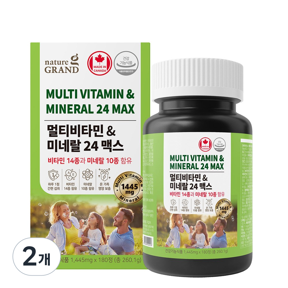 네이처그랜드 멀티비타민 & 미네랄 24 맥스 비타민14종 미네랄10종 약 6개월분, 2개, 180정 37,970원