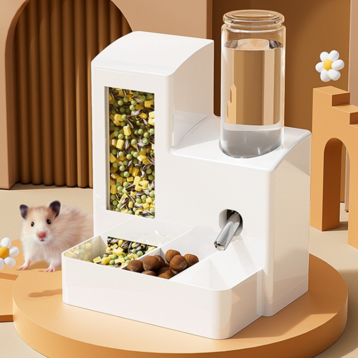Tinduo 햄스터 대용량 자동급식기 펫용 급수기 120ML, 1개, 화이트 21,140원