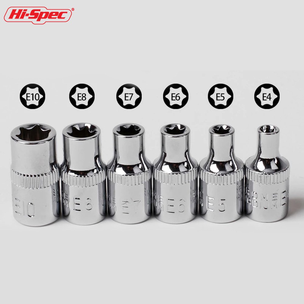 HI-SPEC 1/4 인치 소켓 DIY 어댑터 E4 도구 타입 수리 E10 E E6 래칫 렌치 TORX E7 E5 슬리브 자동차 E8 범용 10,800원