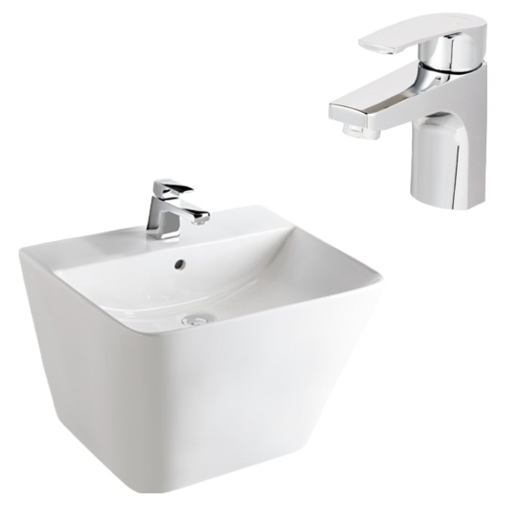 한샘바스 반다리 일체형 욕실 세면기 PB-191H + 수전 세트 방문설치, 화이트(세면기) 290,000원