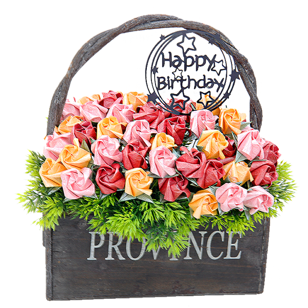 프로방스 클레식 (그레이) 종이장미 50송이 꽃바구니, 1개 59,900원
