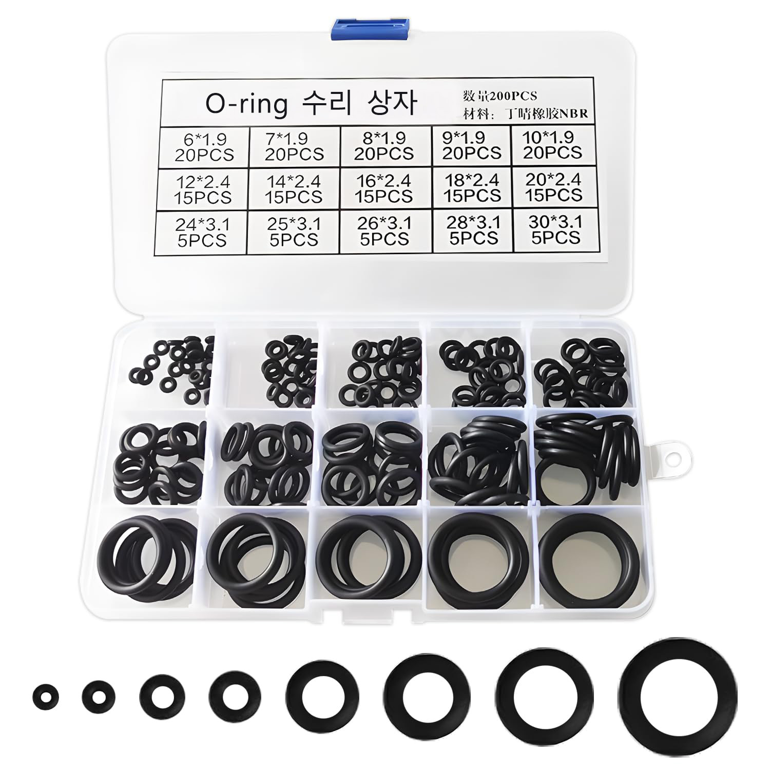 LUODONG 고무 오링세트 실리콘 블랙 오링세트 고무링 내열 고무 o-ring 15가지 타입 내열,내유,방수,내휘발유, 1세트 9,930원