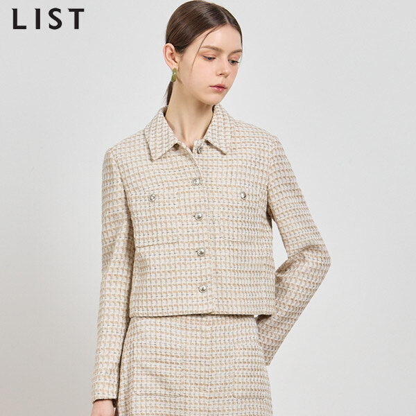 리스트 LIST 골드버튼 크롭 울블렌디드 트위드 자켓 택가격 348000원 2741048 70,800원