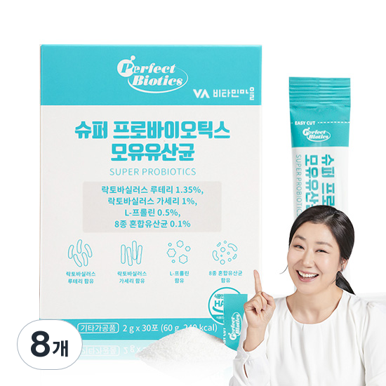 비타민마을 퍼펙트바이오틱스 슈퍼 프로바이오틱스 모유유산균 30p, 60g, 8개 38,900원