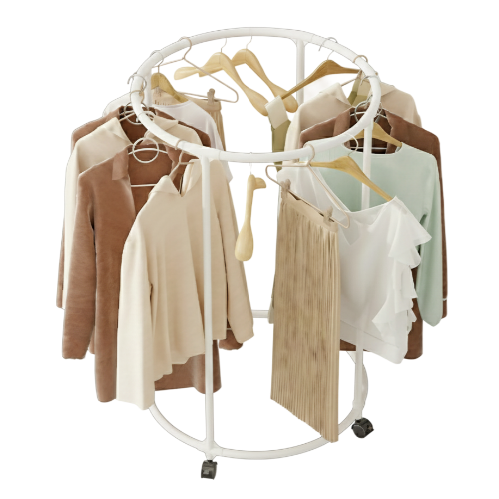 마일드하우스 원형 회전 이동식 스탠드 행거, 화이트 18,800원