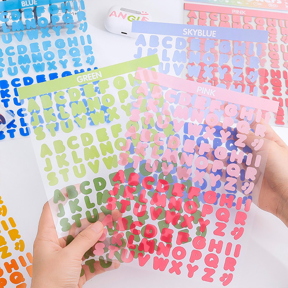 다꾸 알파벳스티커 파스텔 투명 방수 알파벳 대문자 이니셜 스티커 16매, 16매 9,460원