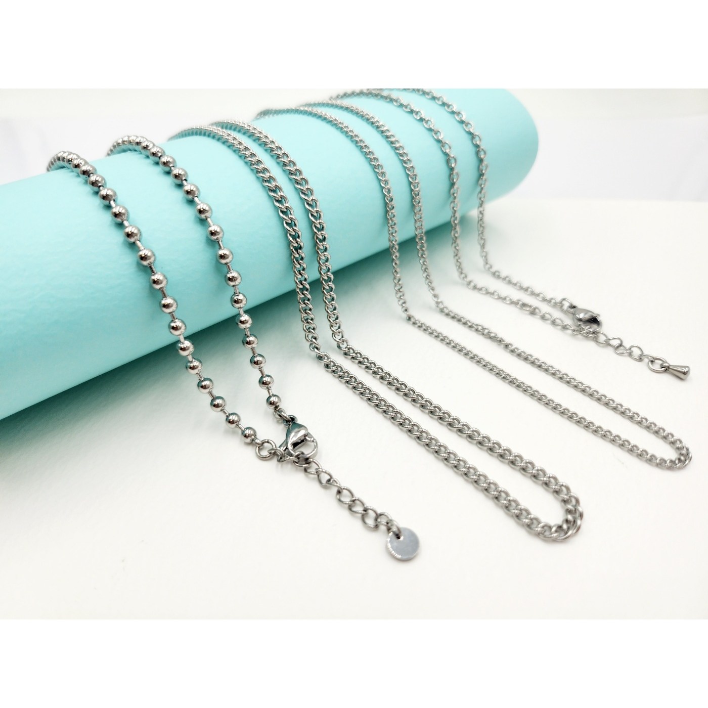 [페리베리] 써지컬스틸 목걸이체인+길이조절 연장체인포함+유아용 아동용 여성용 남성용 다양한사이즈, 현재가 8,500원