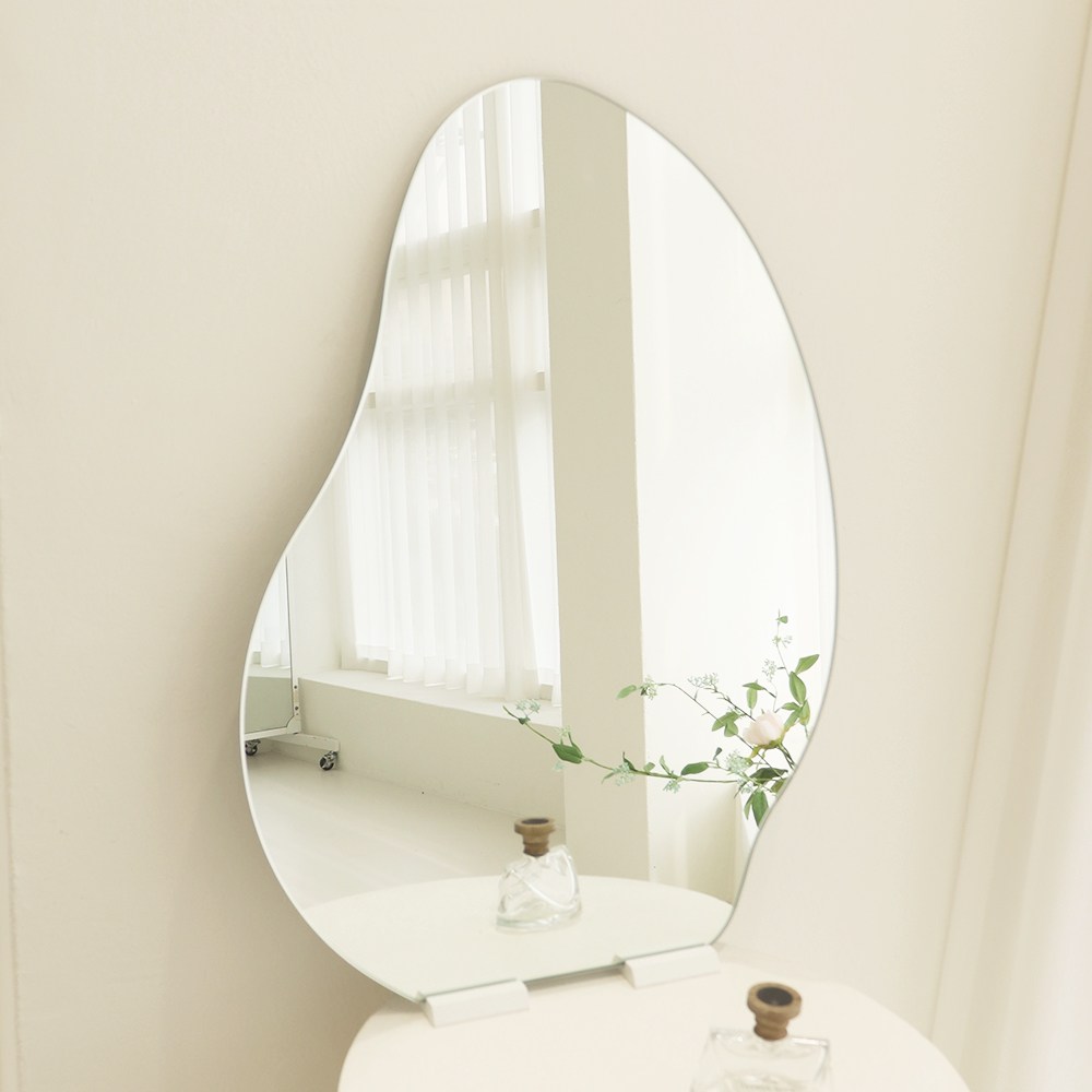 빌라드하우스 하루 웨이브 노프레임 비정형 아치형 조약돌 감성 거울 미용실 화장대 침실 드레스룸 물결 웨이브 인테리어, C형 35,900원