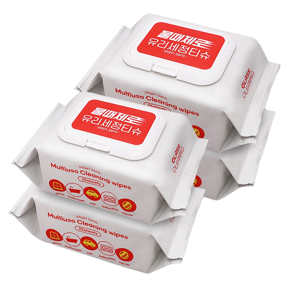 PQ 물때제로 자동차 물티슈 유리세정티슈 차량용, 4세트, 25개, 현재가 18,000원