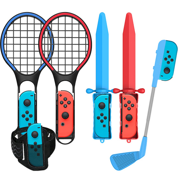 겜맥 닌텐도스위치 스포츠 킷 라켓 2종 + 소드 2종 + 골프채 랜덤발송 + 레그스트랩 + 핸드스트랩 5p 세트, KMNS-313, 1세트 42,390원