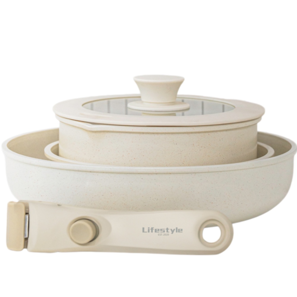 라이프스타일 매직핸들 쿡웨어 5종세트 탈부착핸들 냄비, 후라이팬, 웍팬 세트 53,970원