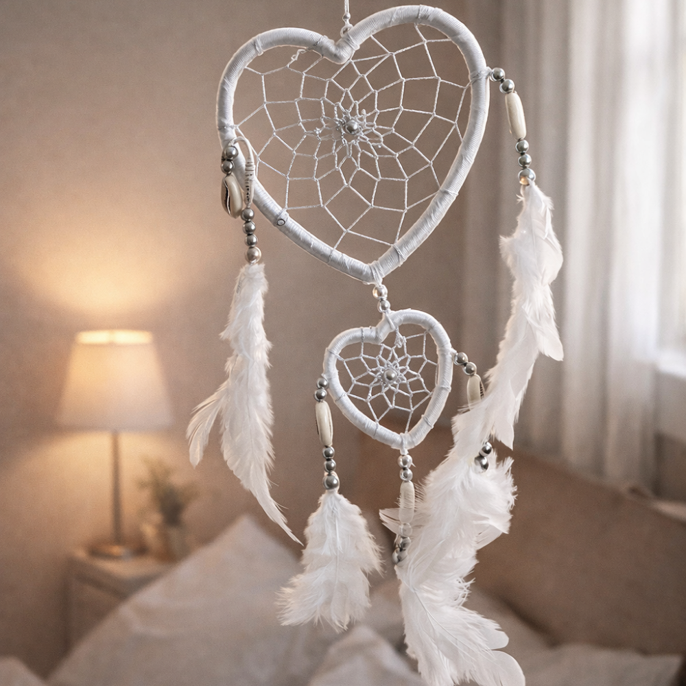 좋은 꿈 꾸는 벽걸이 장식 하트 드림캐쳐, 화이트 6,500원