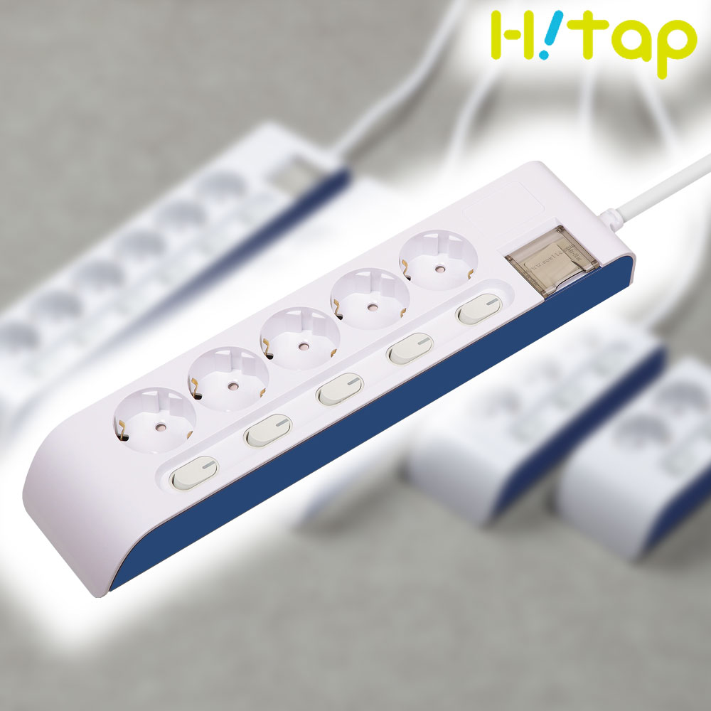 현대일렉트릭 하이탭 5구 개별스위치 멀티탭 2800W 국내생산, 1개, 1.5m, 화이트+네이비 19,500원