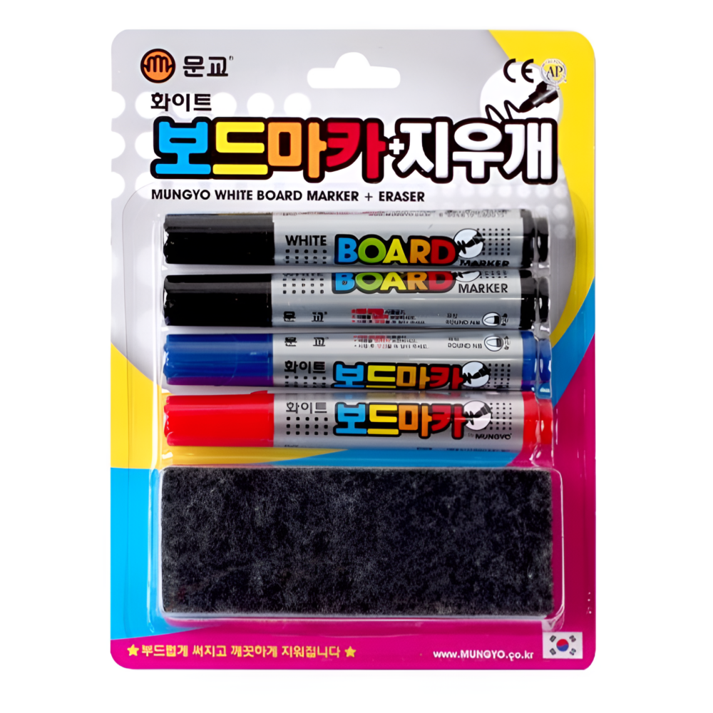 [글리즈] 문교 보드마카 4본+ 지우개 세트 4,600원