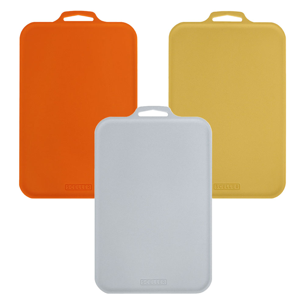 SCELLER 실리 쁘띠 국내제작 향균 칼집 잘 안 나는도마, 피버오렌지, 그레이, 샌드머스터드, 1세트 16,540원