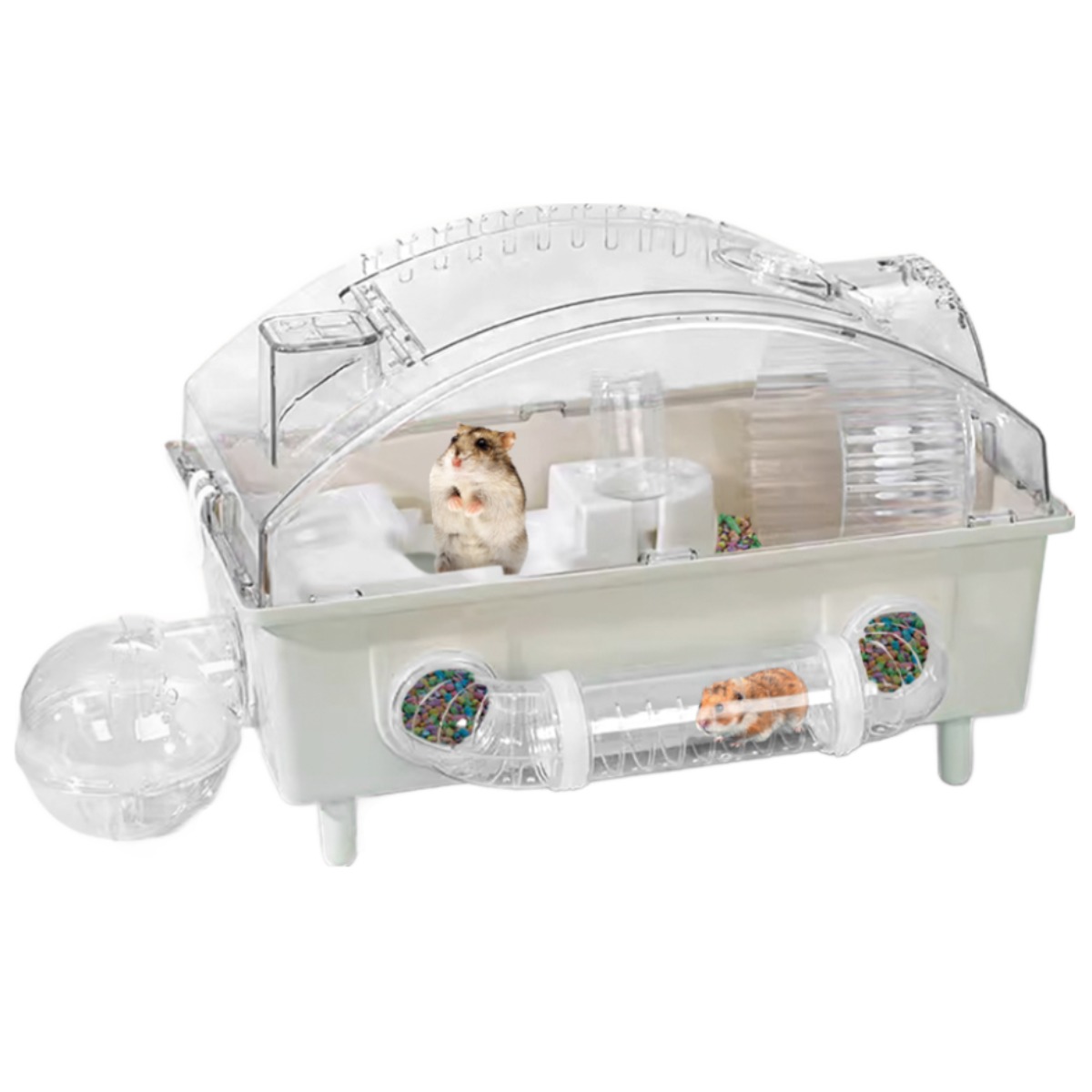 Anystar 투명한 2층 사계절 저렴한 대형 고급 빌라 고슴토치 햄스터 하우스, 1개, 아이보리 35,800원
