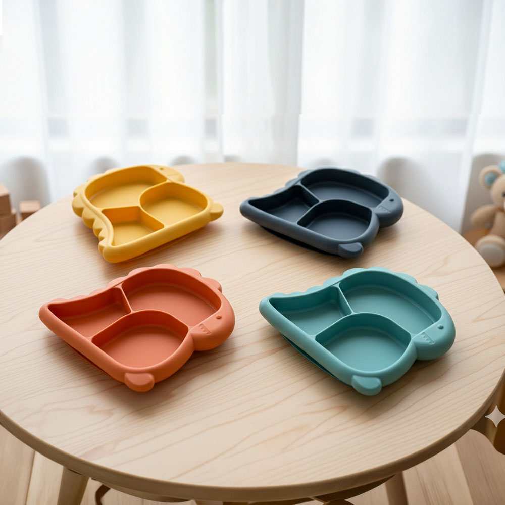 공룡 유아 실리콘 흡착 접시, 1개, 에너지 오렌지, 현재가 8,000원