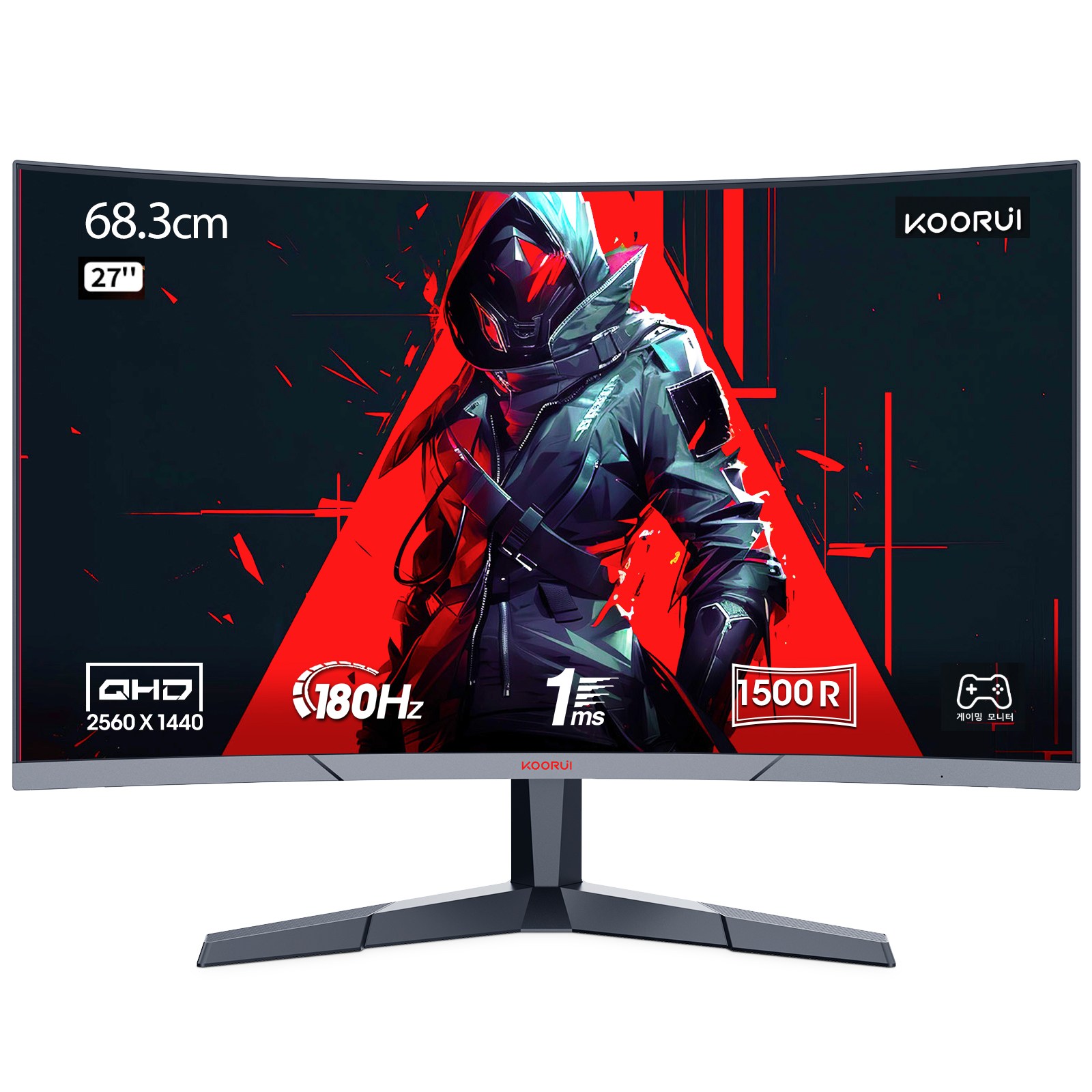 쿠루이 QHD 180Hz 1ms 1500R 슬림베젤 지원 게이밍 커브드 모니터, 68.3cm, 27E6QCA(무결점) 258,900원