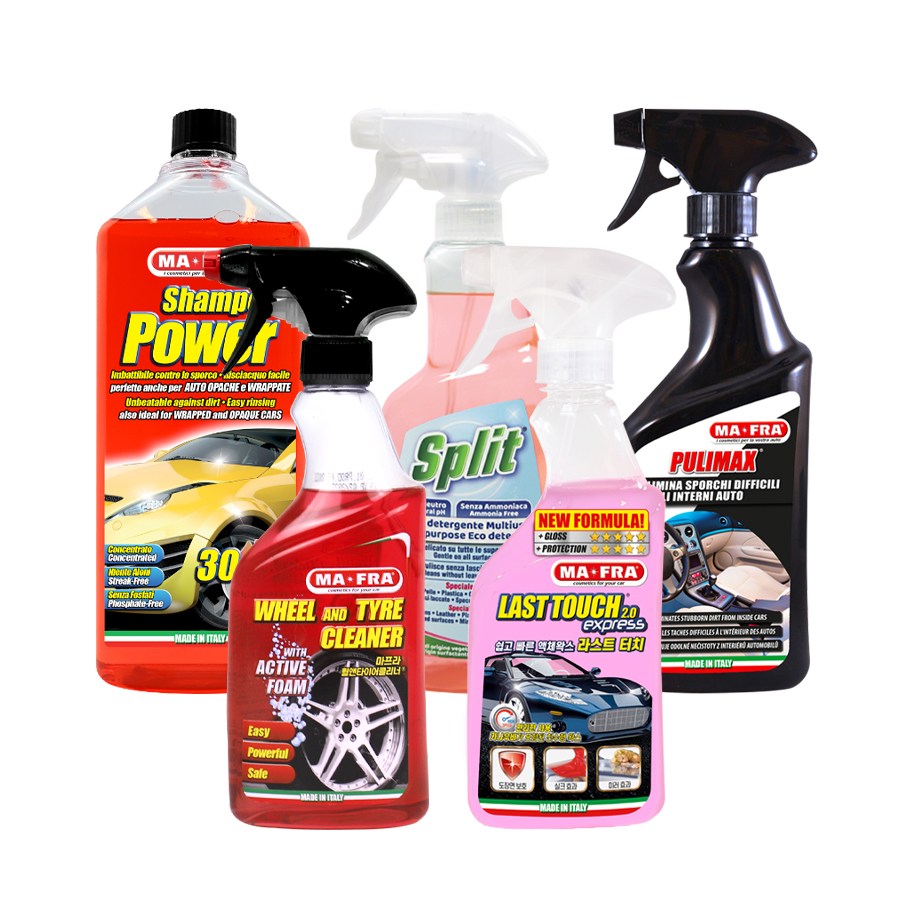마프라 실속 초보자 5종 세트 (휠앤타이어클리너+카샴푸+물왁스+유리멀티세정제+실내멀티세정제), 1개 60,800원