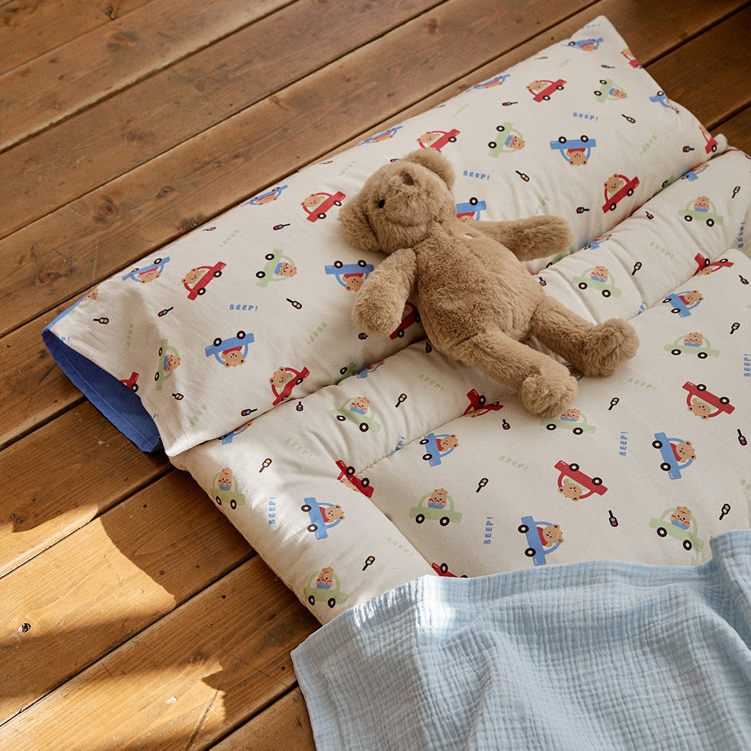 돗투돗 퓨어코튼 일체형 리버서블 낮잠패드 (속통포함), 붕붕카(블루) 79,000원