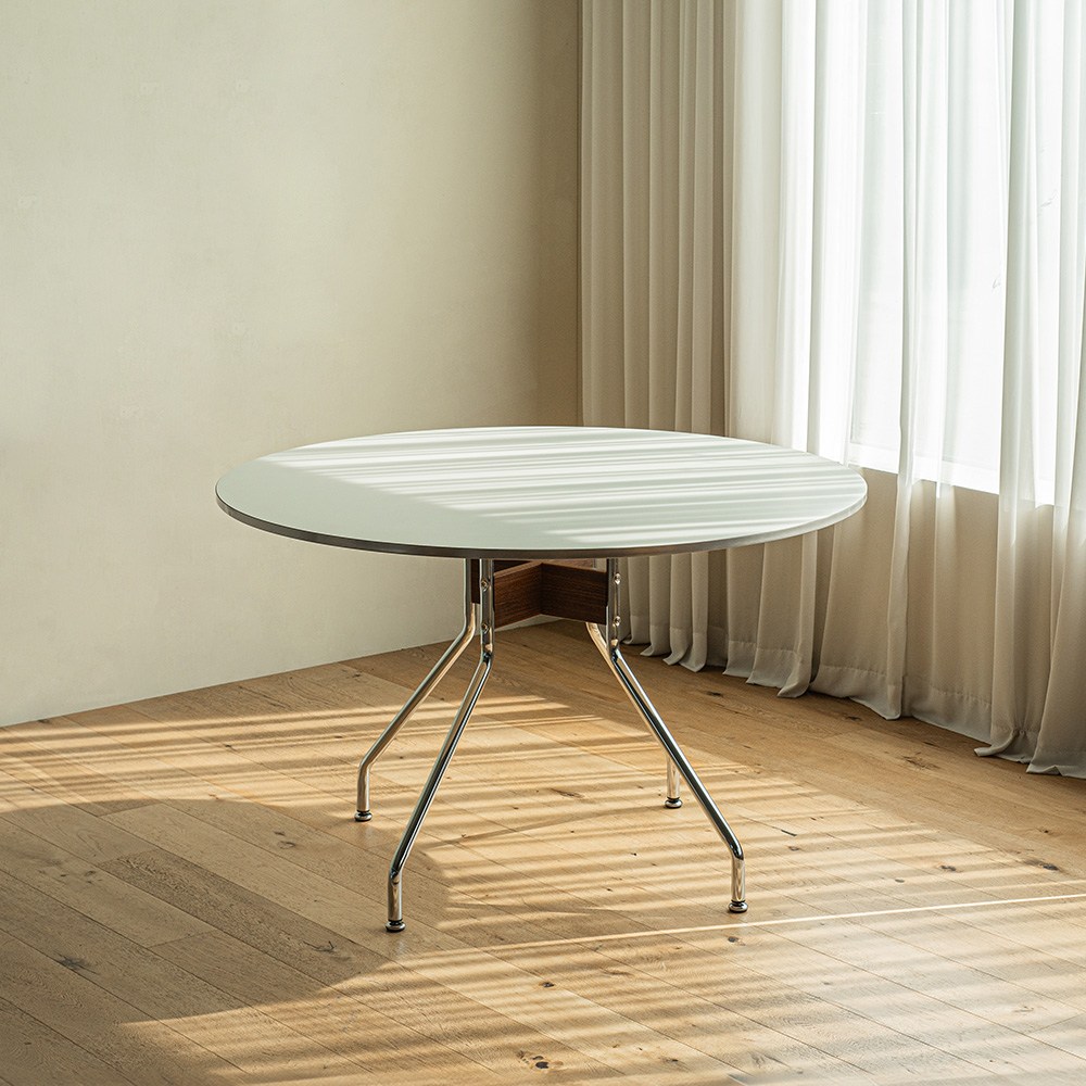 고트 미드센추리 모던 철제 LPM 원형 테이블 1000, 크림화이트, 4인용 139,000원