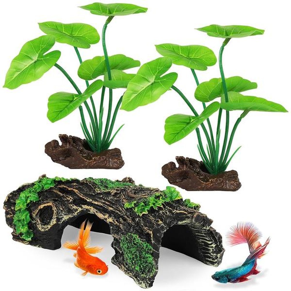 MyLifeUNIT 어항 장식 인공 실크 수족관 식물 및 속이 빈 나무 줄기 베타 액세서리 금붕어 파충류 장식 107,810원