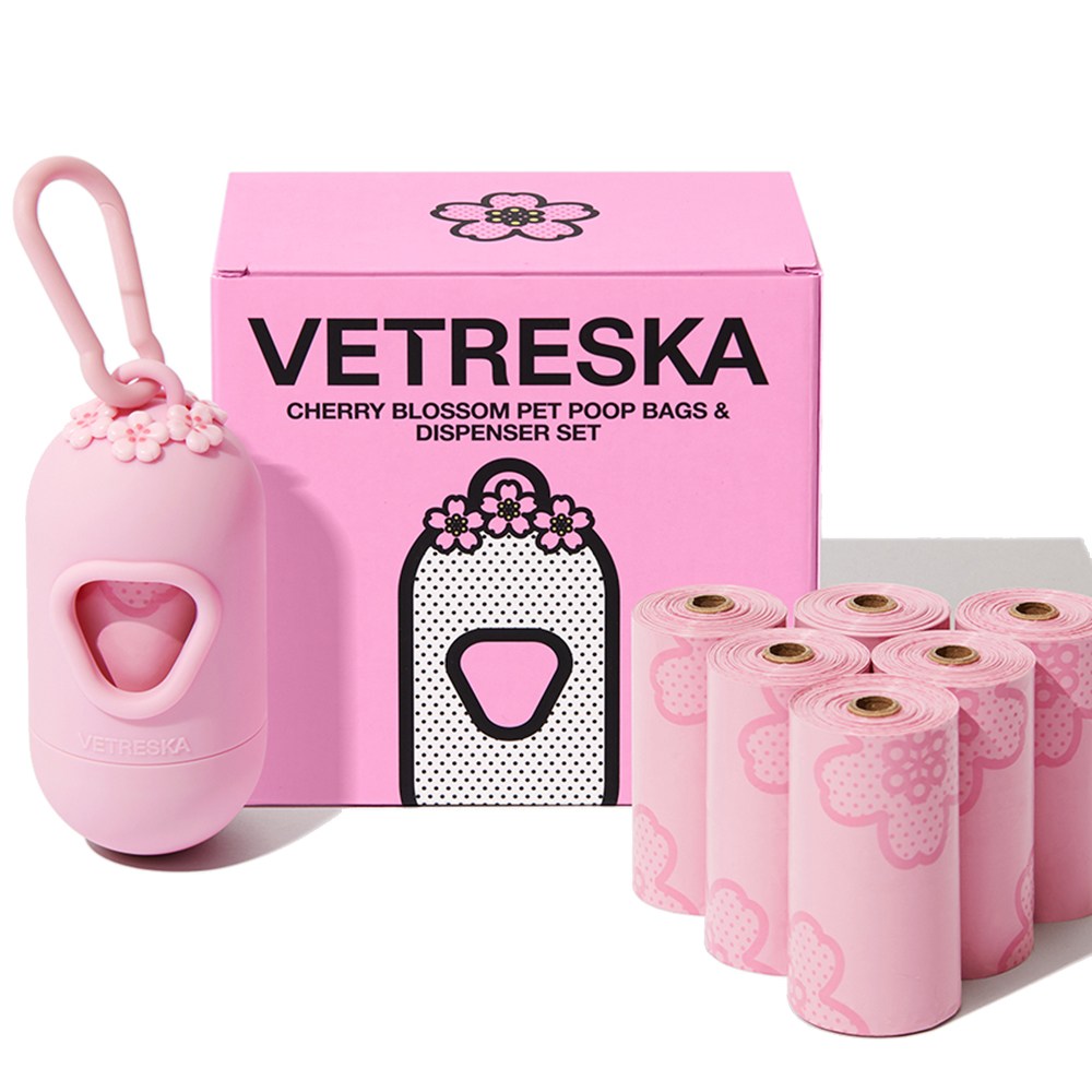 VETRESKA 체리블라썸 강아지 향기나는 배변봉투 풉백 디스펜서 세트(벚꽃향), 세트구성(디스펜서1개+풉백7롤), 1개, 1개입 13,000원