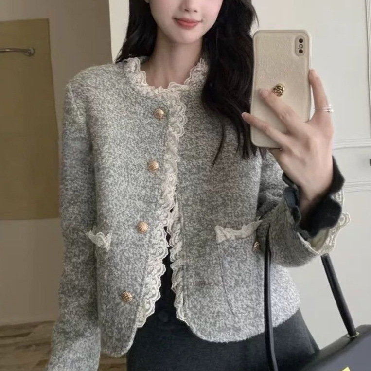 여성 봄 가을 레이스 트위드자켓 크롭 45,800원