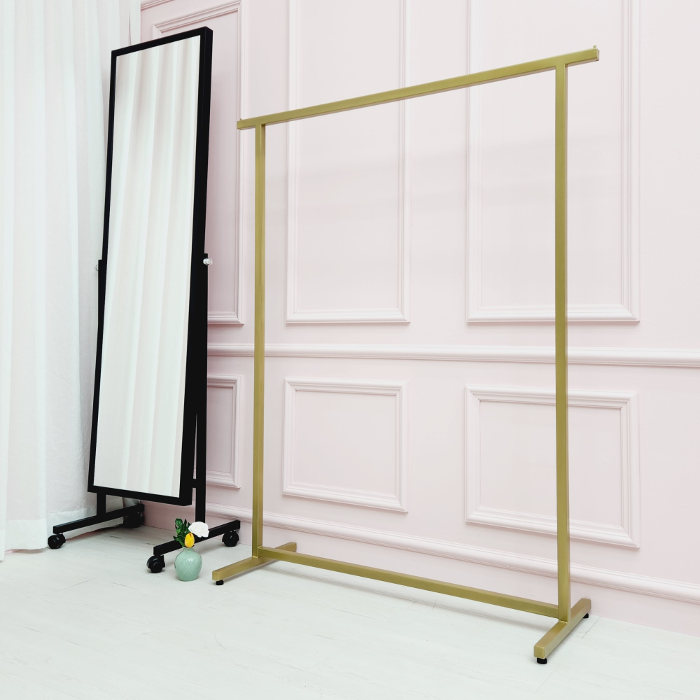 디자인단단 베이직스탠드A 튼튼한 철제 옷가게 스탠드옷걸이 매장행거, 골드 110,000원