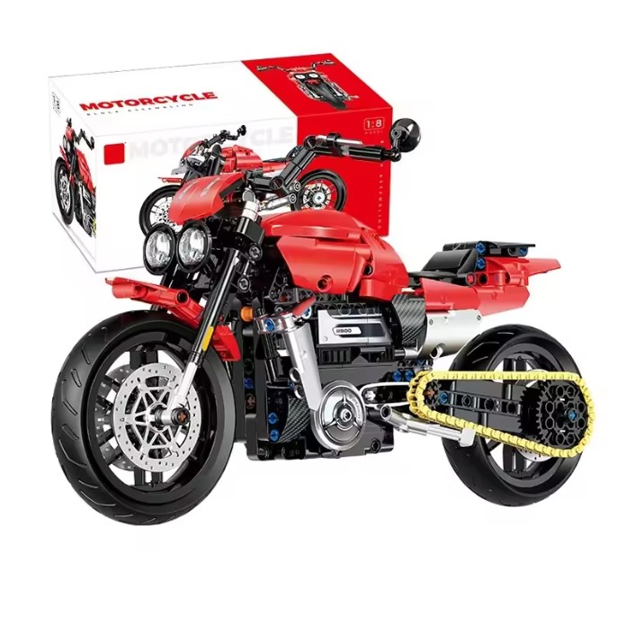 1:8 테크닉 오토바이 블록 로켓 레이싱 바이크 조립 퍼즐 MOC 성인 취미, 레드, 1개 32,800원