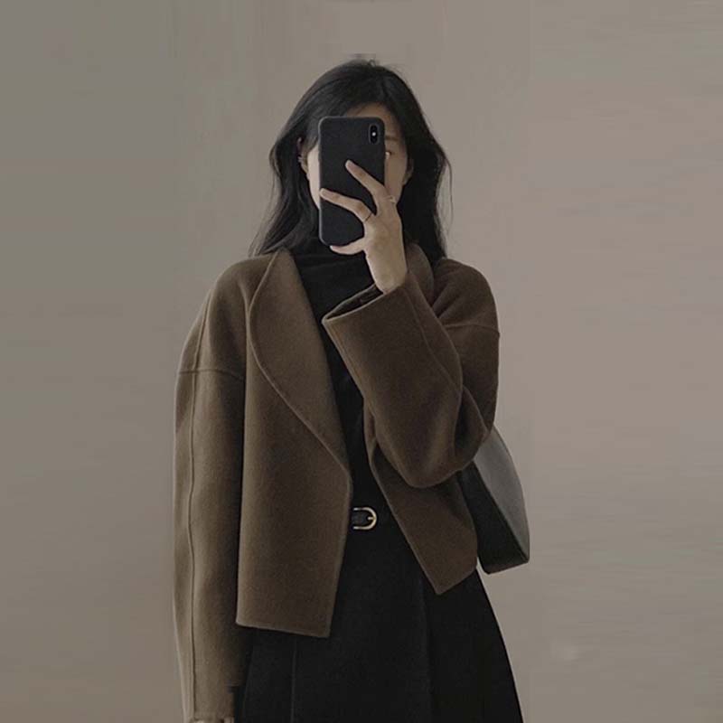 TIMEPURE 여성 숏 모직 코트 캐주얼 자켓 상의 루즈핏 도톰한 양면 고급 모직 코트 소프트 촉감 따뜻함 유지 용도 코디 33,900원