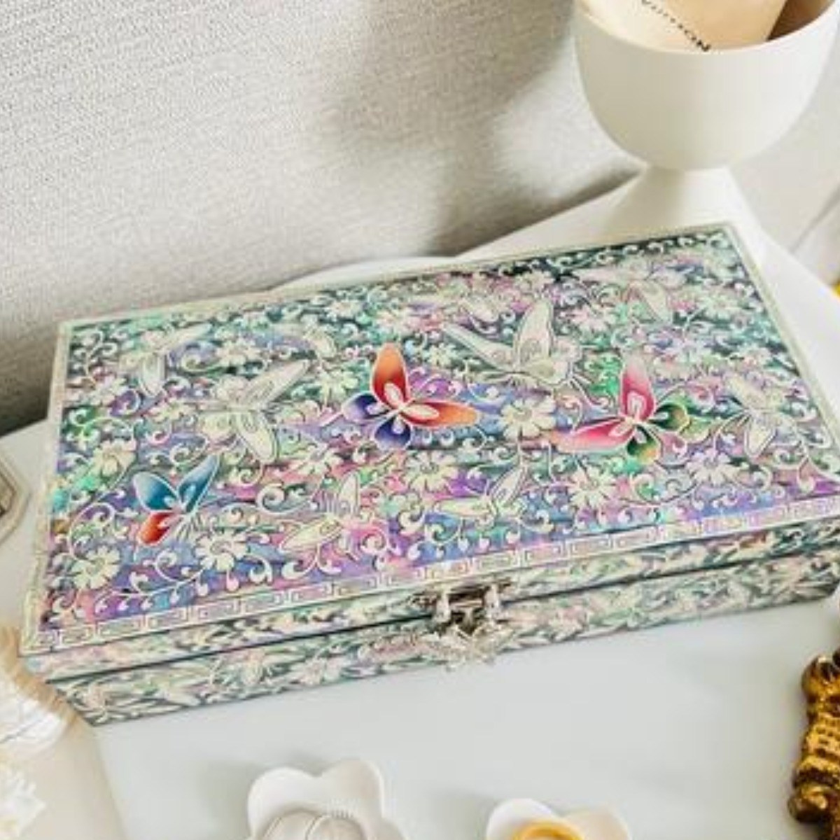 아이보리 로즈 블랙 자개보석함 돌반지보관함 추석선물세트 결혼선물 추천, 1개 150,000원