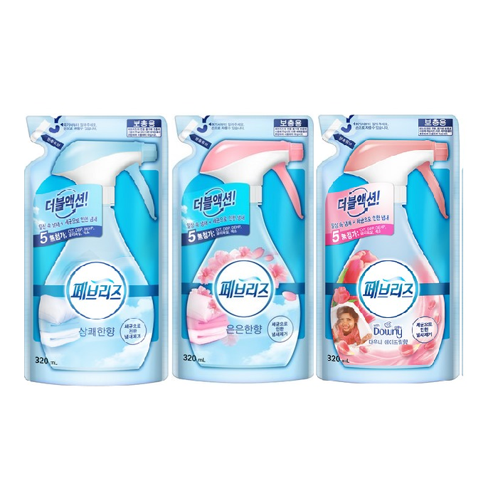 페브리즈 리필 3종세트, 1세트, 상쾌한향,은은한향,다우니향, 320ml 16,000원
