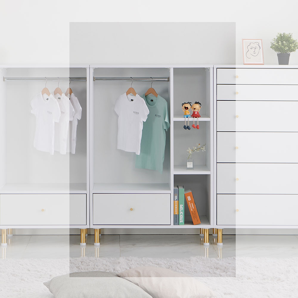 우드팜 비바 아기옷장 아이방 키즈 유아 어린이 옷 서랍 수납 베이비장 세트, 화이트 141,500원