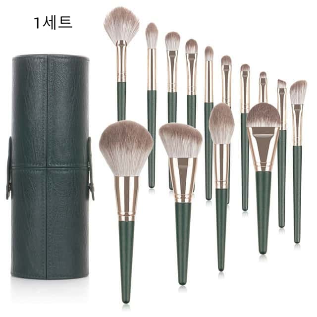 유미닉 14종 메이크업 브러시세트 브러쉬 세트, 14개, 블랙그린 15,360원