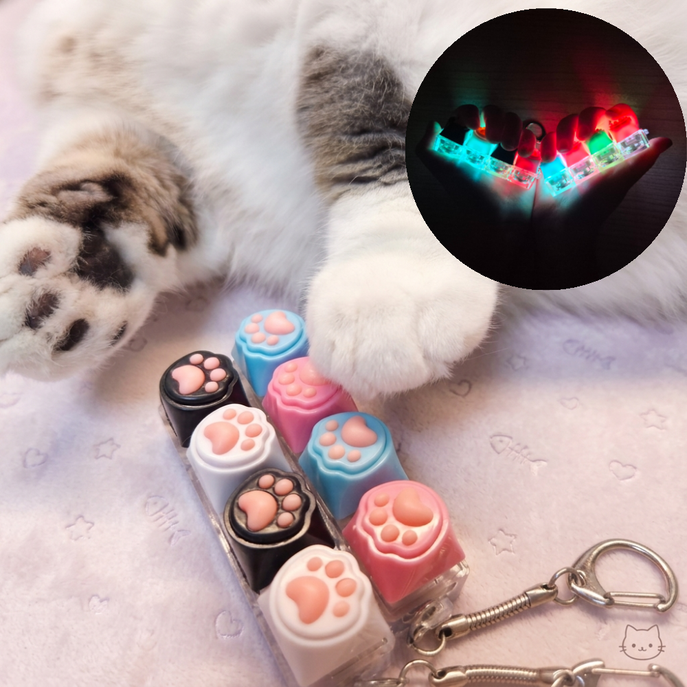 올라제 고양이키캡 4구 LED 키캡 키링 감성 딸깍이, 핑크 블루, 1개 9,900원