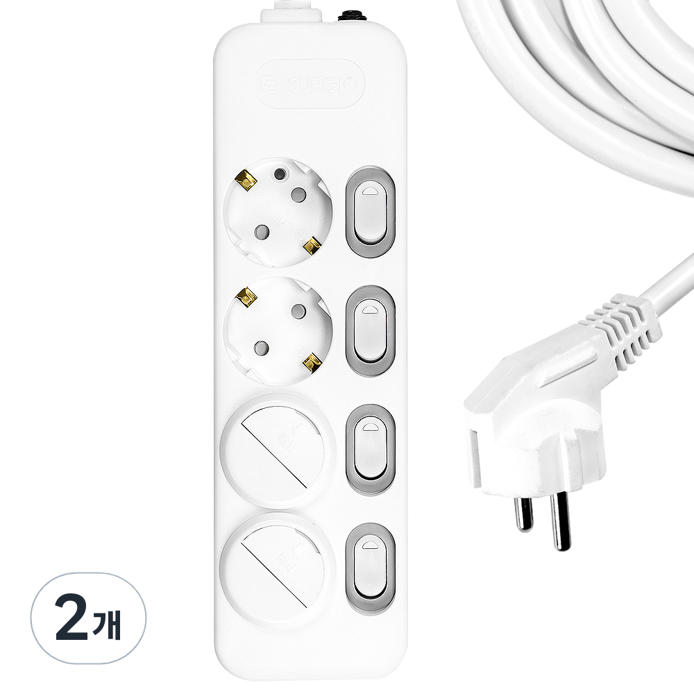 써지오 스위치 개별 멀티탭 4구 DH-1648-MT + 안전커버 2개, 5m, 단일 색상, 2개 31,400원