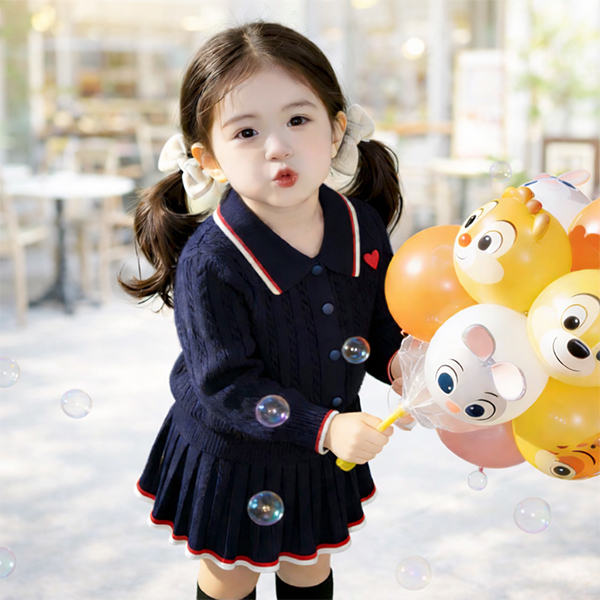 몽실이 클래식 카라 니트스커트 상하복 여아용 2PCS 가디건 플리츠 치마 봄 가을 외출복 41,800원