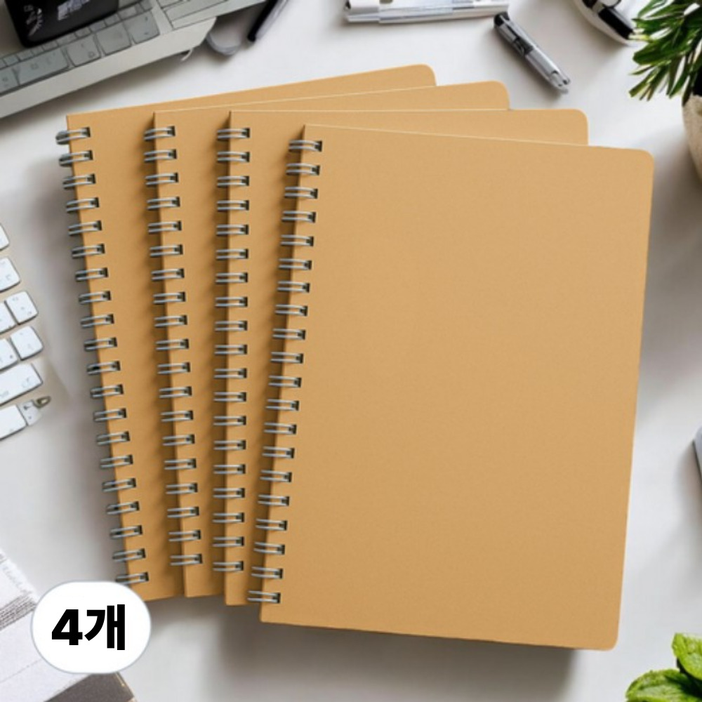 피크라운 심플한 스프링 A5 크라프트노트, 4개, 밀크샌드 16,000원