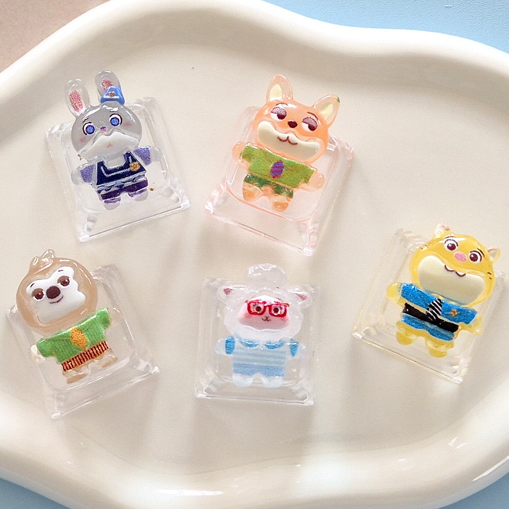 귀여운 투명 포인트 키캡 키보드 클릭커 교체형 커버뚜껑 십자축, zoo토피아5종, 단일상품 10,900원