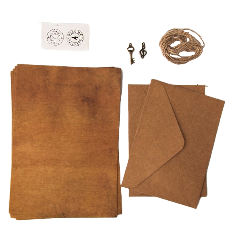 만들하비 고급 크래프트 빈티지 편지지 봉투 포장 세트, 양피지(편지지), 랜덤발송(스티커), 1세트 6,900원