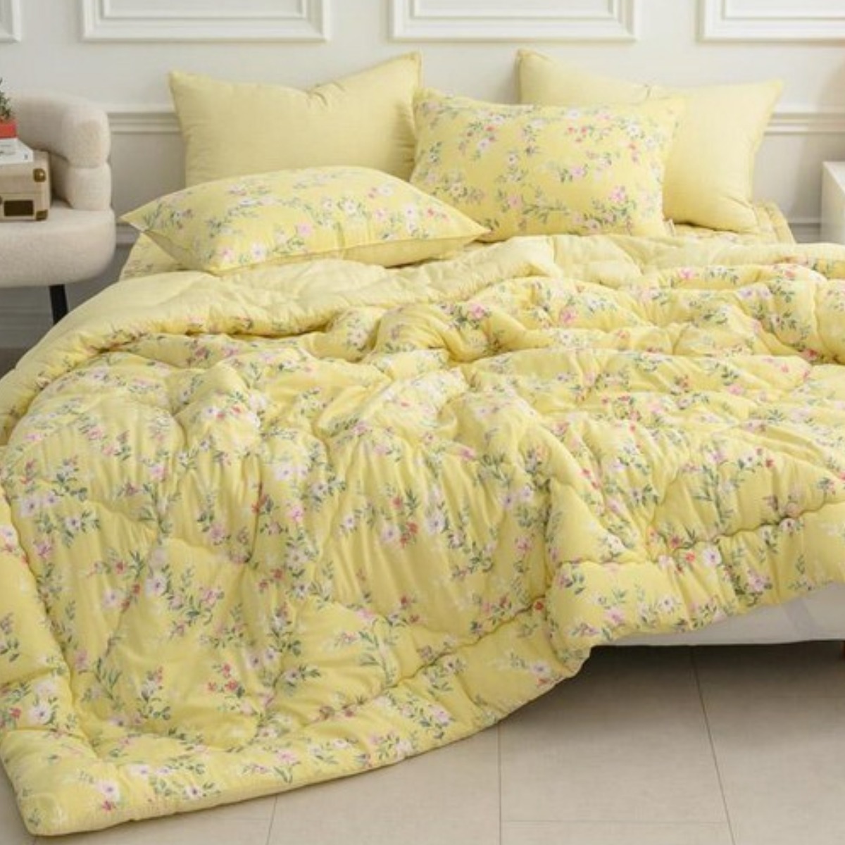 국산 리빙캐슬 블루밍 마이크로모달 이불 + 패드 + 베개커버 세트 117,800원