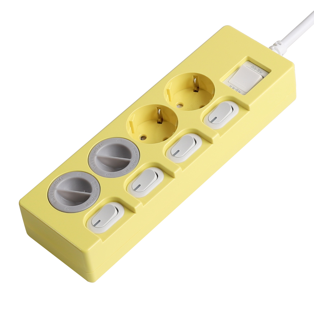 스윗홈 개별 절전 과부하차단 컬러 멀티탭 4구 + 안전커버 2p 세트, 3m, YELLOW, 1세트 18,500원