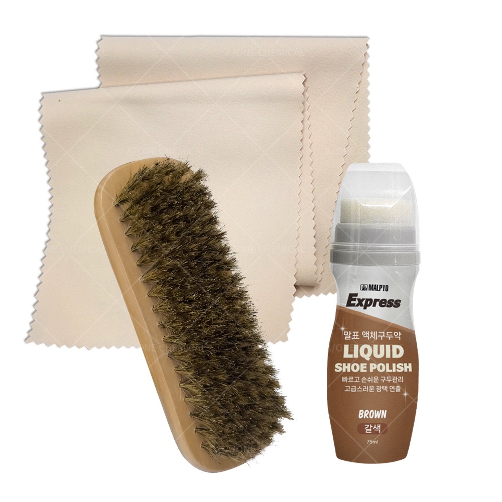 말표 액체구두약 75ml 갈색 + 구두솔 + 구두천 세트 구두닦이 슈케어 구두광택 초극세사 고급 마이크로파이버 10,990원
