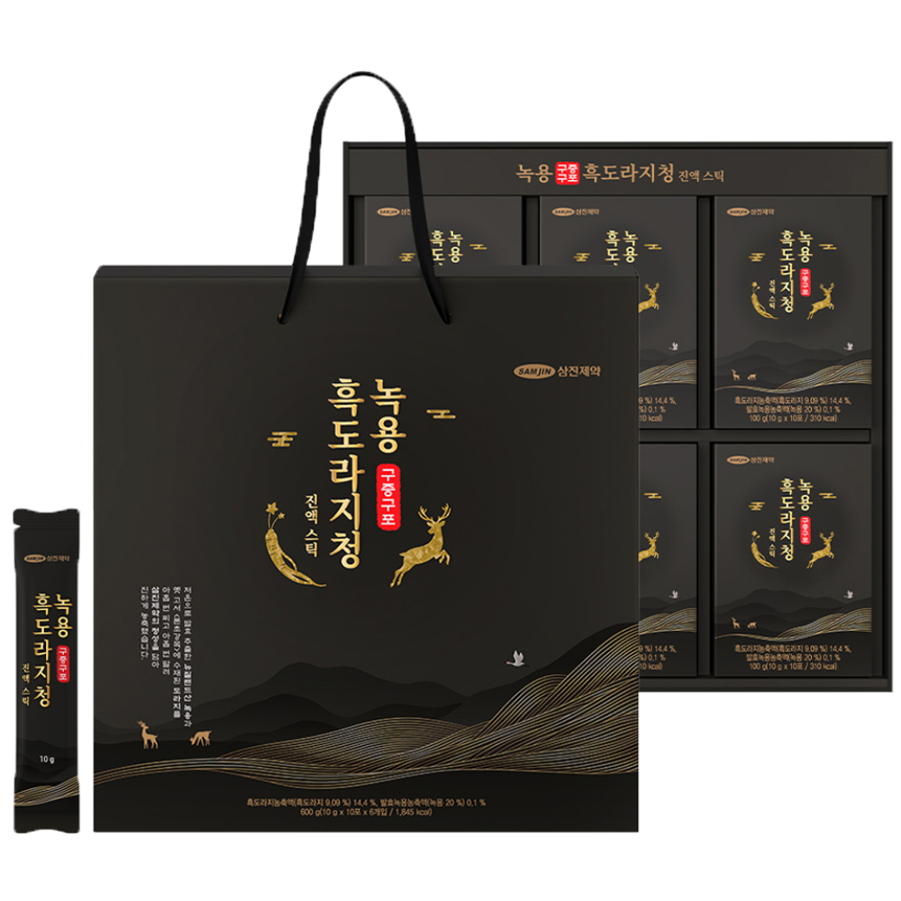 삼진제약 녹용 구증구포 흑도라지청 진액 스틱 60개입 + 쇼핑백, 600g, 1개 39,900원