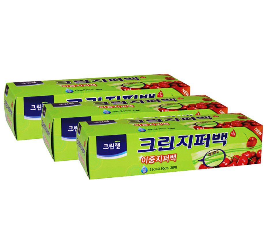 크린랲 크린 이중지퍼백 대형, 대(L), 20개입, 3개 11,400원
